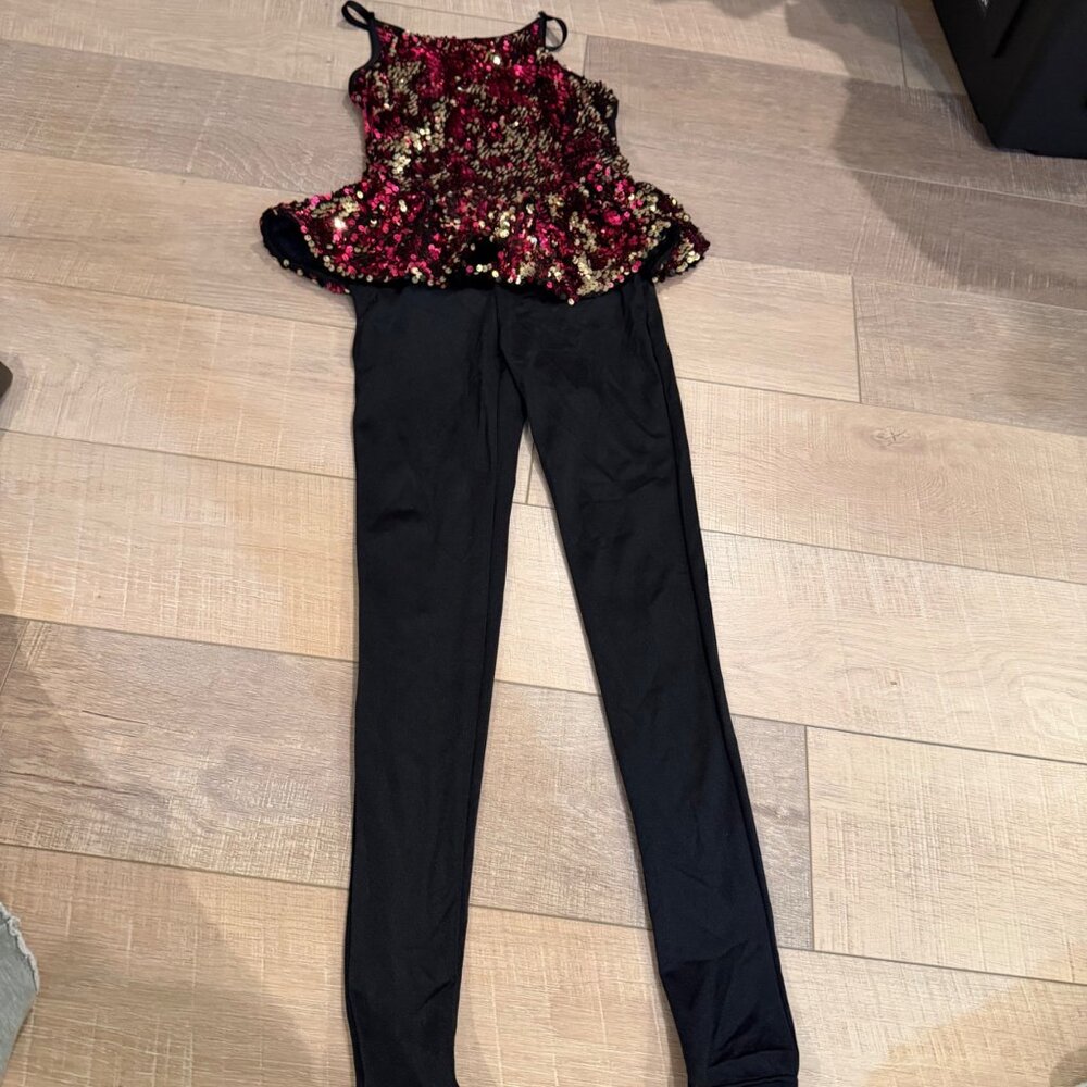 WEISSMAN GIRLS BLACK PINK GOLD JAZZ CONTEMPORARY TAP COMPETITION DANCE COSTUME M